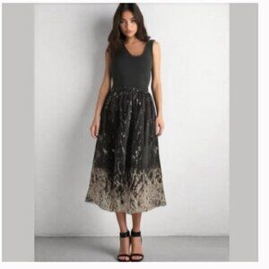 HM Black Floral Print Full Skirt​​​ Size 4​​